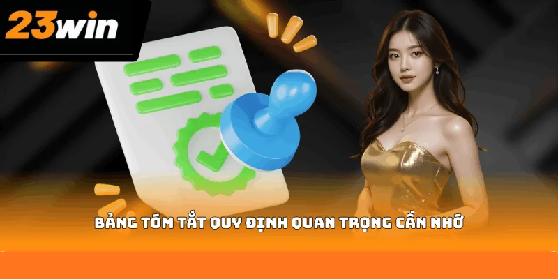 Bảng tóm tắt quy định quan trọng cần nhớ Bảng tóm tắt quy định quan trọng cần nhớ